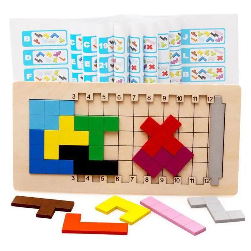 Wooden Pentomino Mind Brain Teasers Intelligence Educational