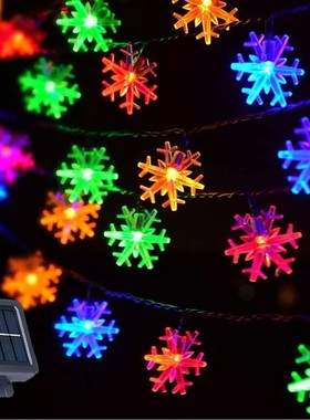 Solar LED Snowflake String Lights 8 Modes Waterproof Fairy S