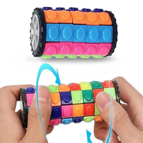 Cylinder 3D Rotate and Slide Puzzle Cube Sensory Toys Autism