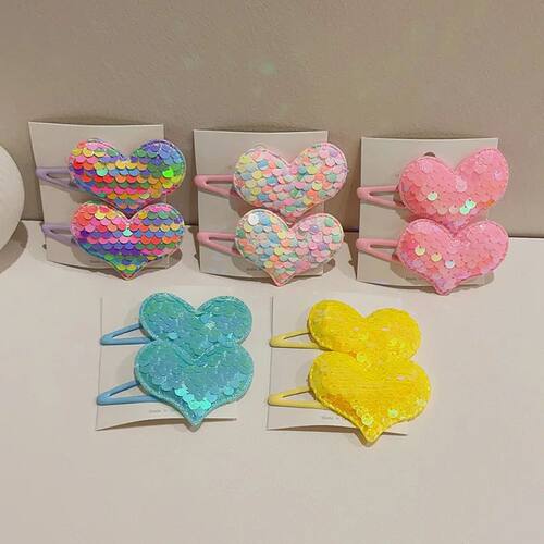 2PCS  Lovely Princess Scaly Heart Girls Hairpins Children He