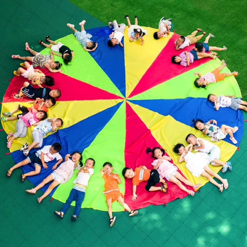 2M/6M Diameter Kids Outdoor Teamwork Game Prop Rainbow Parac