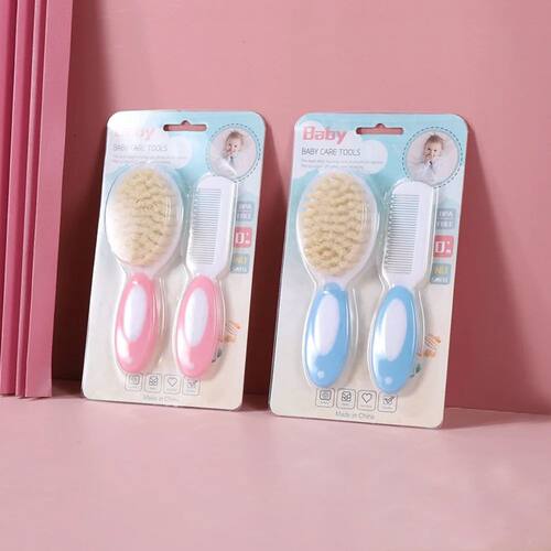 2 Pcs/Set Baby Care Baby Wool Brush Comb Set Anti-scratch Gi