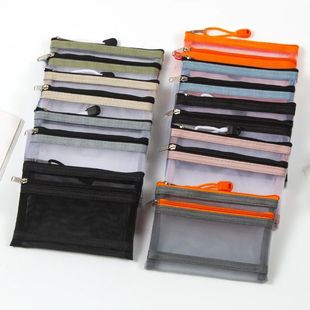 Coin Bag Key Layer Earphon Lipstick Zipper Mesh Double Nylon