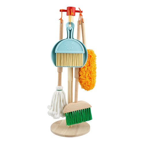 6 Pcs Children Pretend Play Wooden Broom Mop Cleaning Tool T