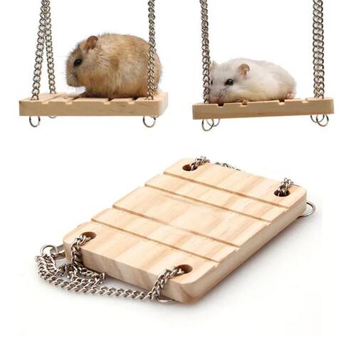 Small Animals Products Hamster Chinchilla Toys Wooden Swing