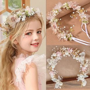 Elegant Girls Headband Imitated Pearl Hair Headdress Baby Gi