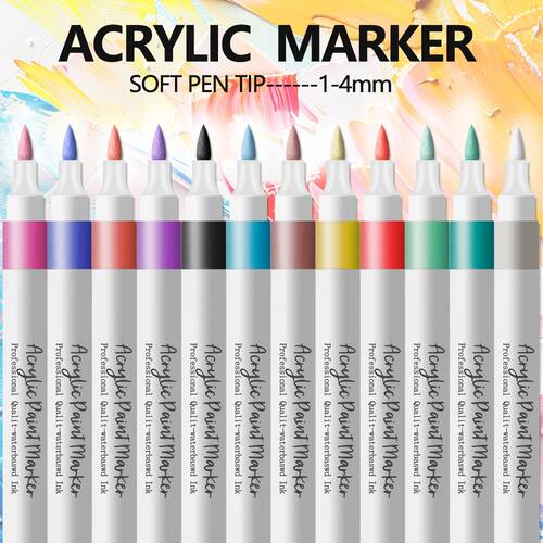 12/24 Colors Soft Headed Different Color Acrylic Marker Pen,