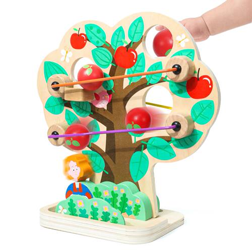 Wooden Apple e Bead Maze Toy, Montessori Toddler Roller Slid