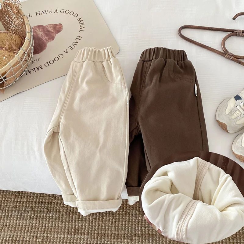 Fleece Padded Warm Winter Kids Baby Boys and Girls Pants Tod