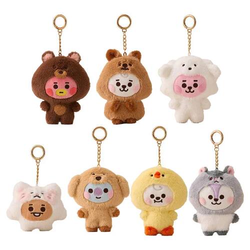 Anime Kawaii Bt21 Baby Zoo Series Plush Doll Keychain Cute C