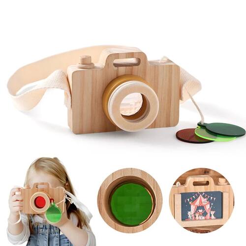 1Pc Wooden Baby Montessori Toys Fashion Camera Pendant Toys