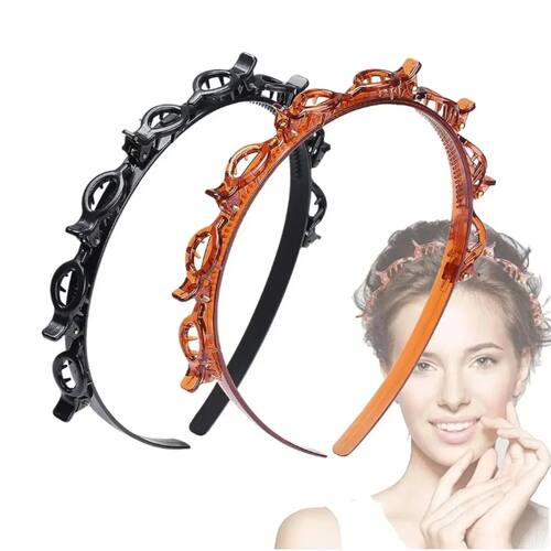 2pcs Double Layer Bands Clip Hairbands Fashion Plastic Braid