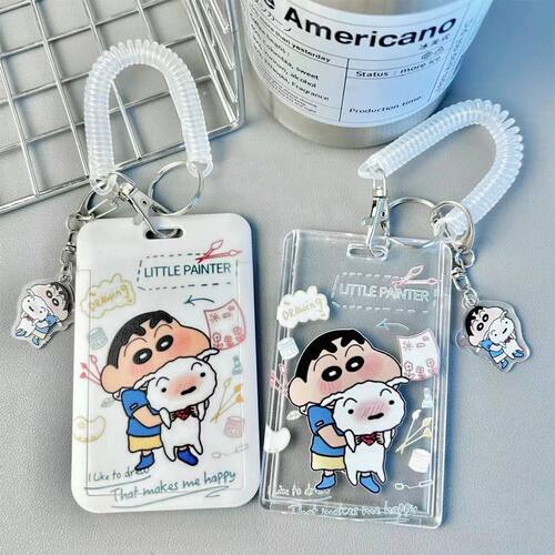 Kawaii Anime Crayon Shin-chan Keychain Cartoon Sliding Card