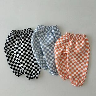 2025 Summer  Baby Versatile Plaid Pants Infant Girl Cotton B