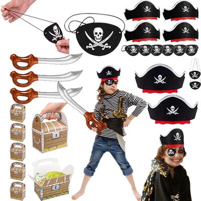 Pirate Eye Patch Captain Hat Headdress Skull Party Decor Pir