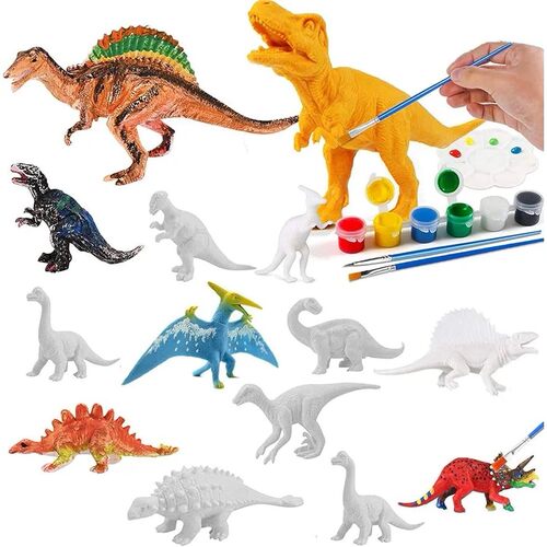 6/8PCS Unpainted DIY Dinosaur Paint Kit 3D Blank Dinosaur Fi