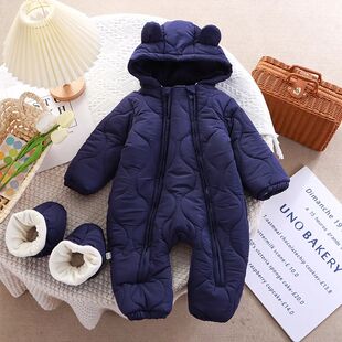 born Baby Autumn Winter Romper Double Zippers Cotton-padded