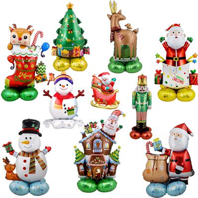 1set Giant Stand Pedestal Christmas Theme Foil Balloons Hall