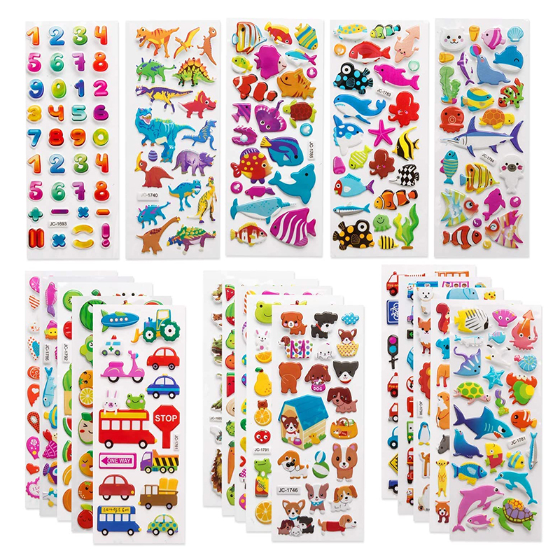 3D Stickers for Kids Toddlers 20/8 Different Sheets 3D Puffy