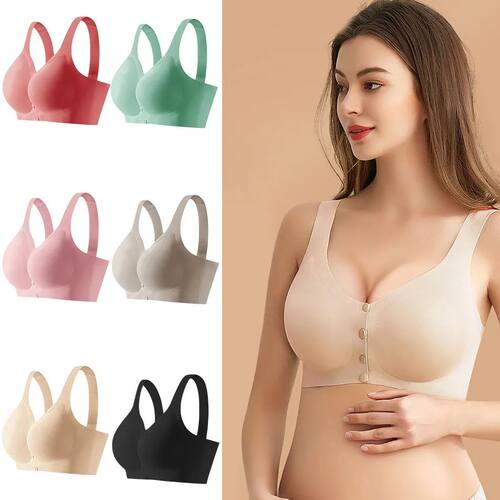 Women Front Open Button Breastfeeding Bra Comfortable Tracel