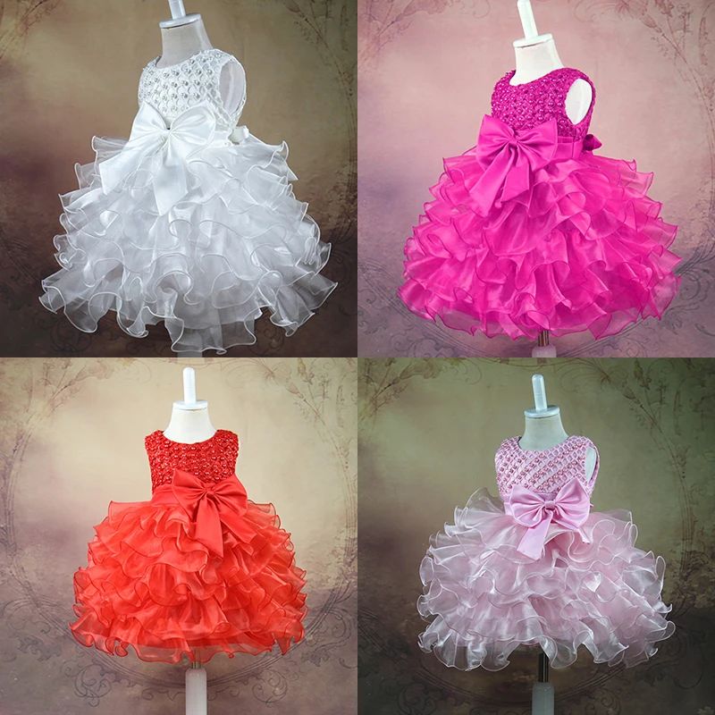 0 6 12 18 24 Months born Dress Pearls Mesh Fashion Party Lit