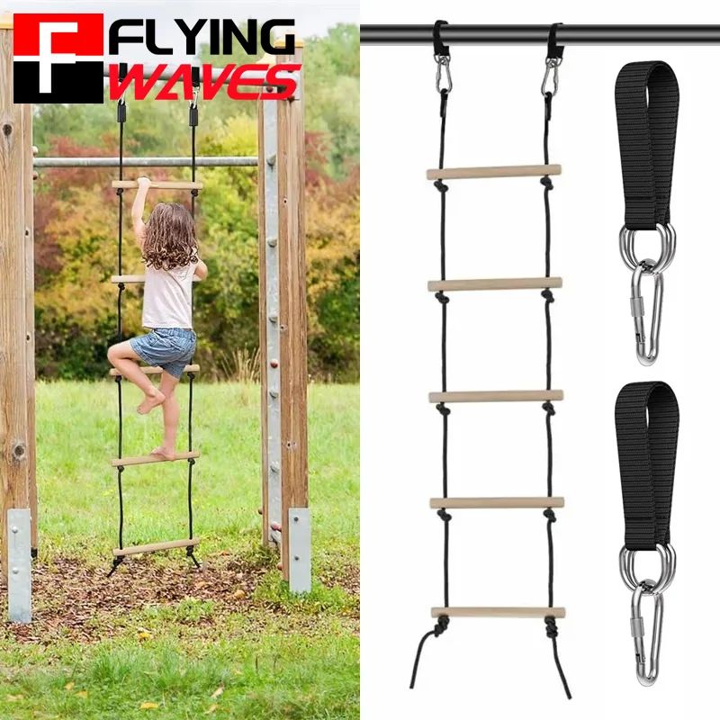 Children Climbing Rope Ladder Wooden Swing Kids Indoor Outdo