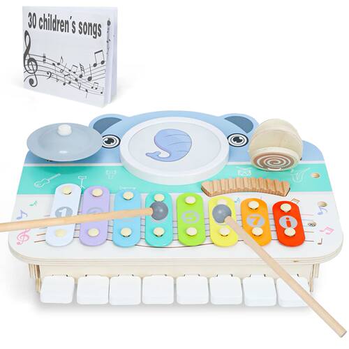 Baby Wooden Music Play Table Toy Multifunction Xylophone Dru