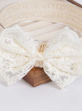 Cream Lace Baby Headbands for Newborn Princess Boys Girls Wi