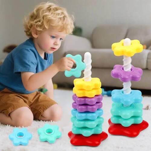 1 Set Montessori Baby Spinning Stacking Puzzle Toy Rotating