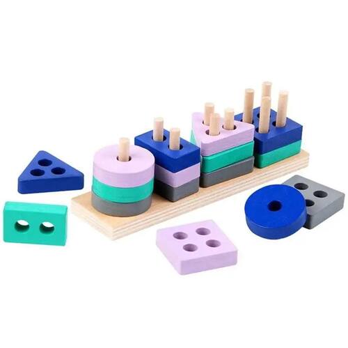 Small Size Toy Wooden Building Blocks Toys Color Shape Match
