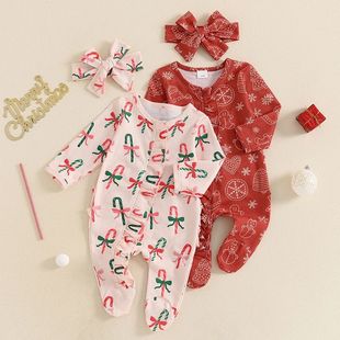 Baby Girls Christmas Jumpsuit Long Sleeve Gingerbread Man Sn