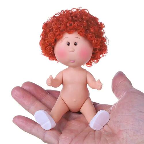 Fashion Curly Hair 14cm Bean Eye Vinyl Doll Dress Up Dark Sk
