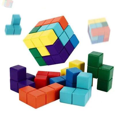 Wooden 3D Cube Soma Puzzle Toys Brain Teasers Casse Tete Rom