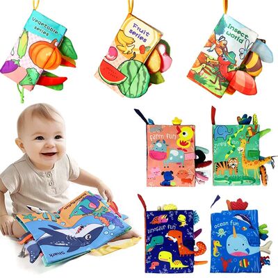 Soft Baby Books 3D Touch Feel Cloth Crinkle Books for Babies