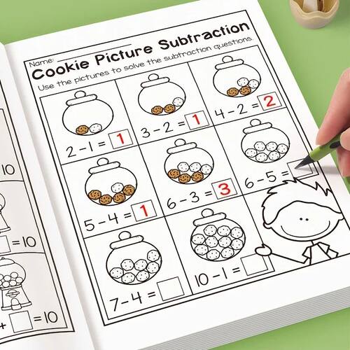 32-Page Interactive Math Learning Workbook with Addition & S