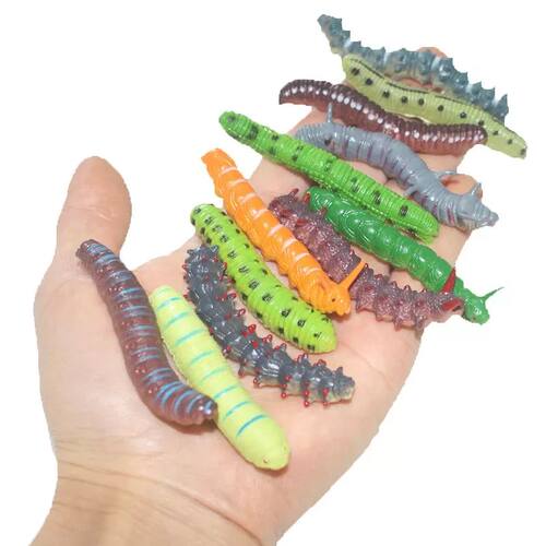 12Pcs/Lot Fund Simulation Caterpillar Green Worm Crawl Insec