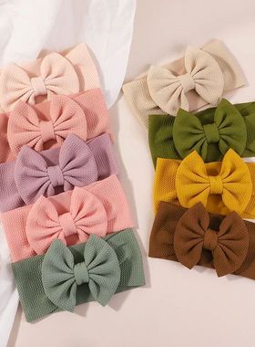JOLLYPASS 1Pc Soft Solid Baby Headbands Stchy Soft Knot Baby