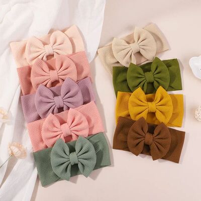 JOLLYPASS 1Pc Soft Solid Baby Headbands Stchy Soft Knot Baby