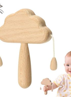 Natural Wooden Cloud Rattle Baby Toys Babies born Accessorie