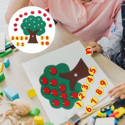 4 Sets Felt Puzzle Non-Woven Apple e Math Learning Kindergar