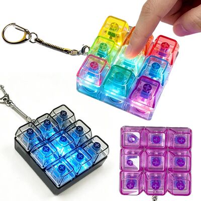 Fidget Toys LED Keyboard Keychain Crystal Clicker Sensory To