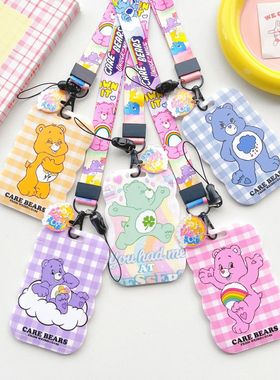 Kawaii Care Bears Wavy Long Rope Card Holder ID Card Subway