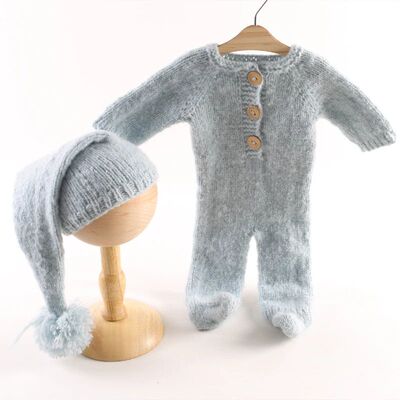 Vintage Knitted Stch Mohair born Christmas Outfit Set Baby S