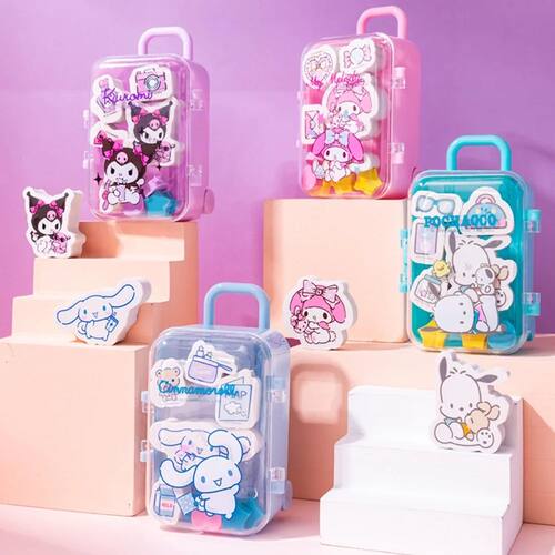 Kawaii  Cartoon Eraser Set Cute Animes Cinnamoroll Kuromi Me