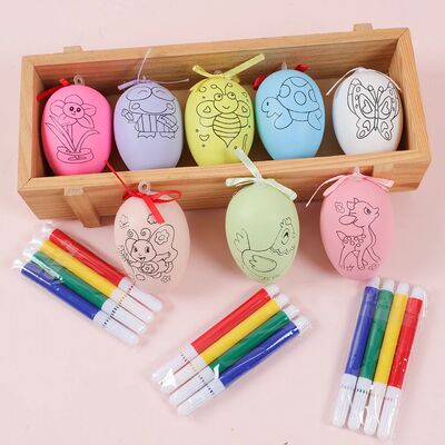 12pcs DIY Painting Easter Eggs  for Children Arts Crafts Col
