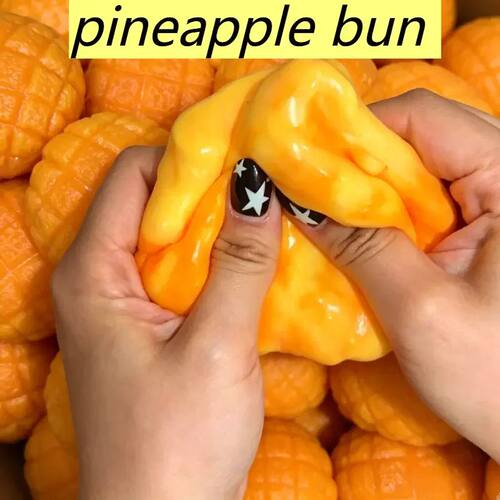 Food-Shaped Stress Ball Pineapple Bun Squishy Toy Moldable B