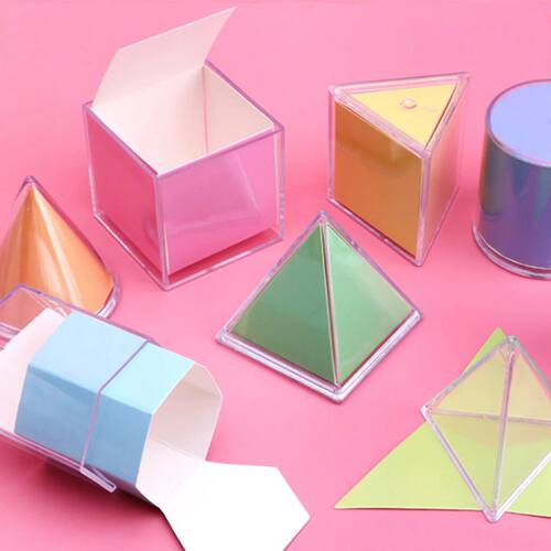 8 Pieces Transparent Geometric Shapes Blocks Montessori Toys