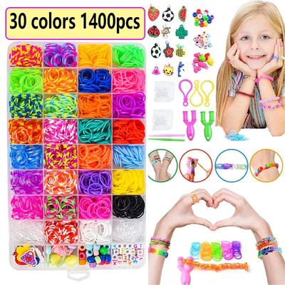 Rubber Bands Loom DIY Handmade Bracelet Making Kits Beads To