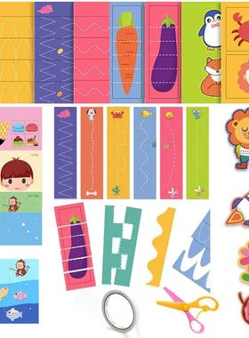 Preschool Cutting Pasting Cut Lines Fruits Animals Paper Pro