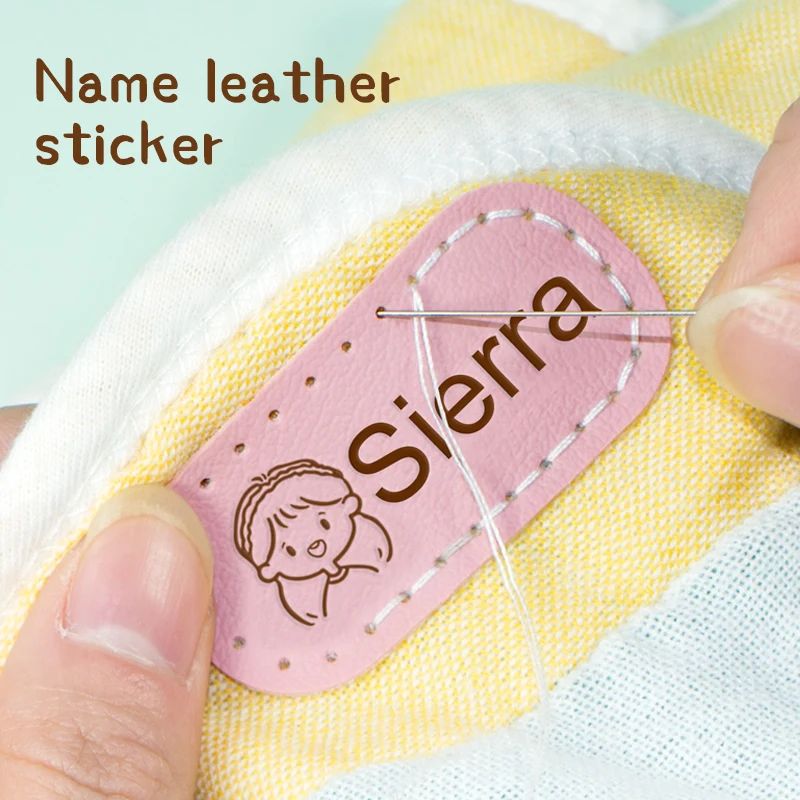 12Pcs 24*50MM Personalized Leather Name Labels Washable Iron